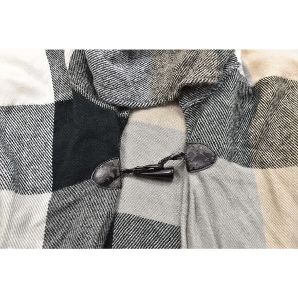 Lane Bryant Women's Plus Size One Size Plaid Hooded Poncho Cape Sweater - Picture 6 of 8